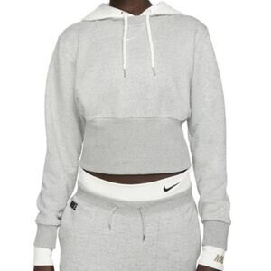 Nike Sportswear Icon Easy‎ Fleece Cropped Hoodie In Gray Small